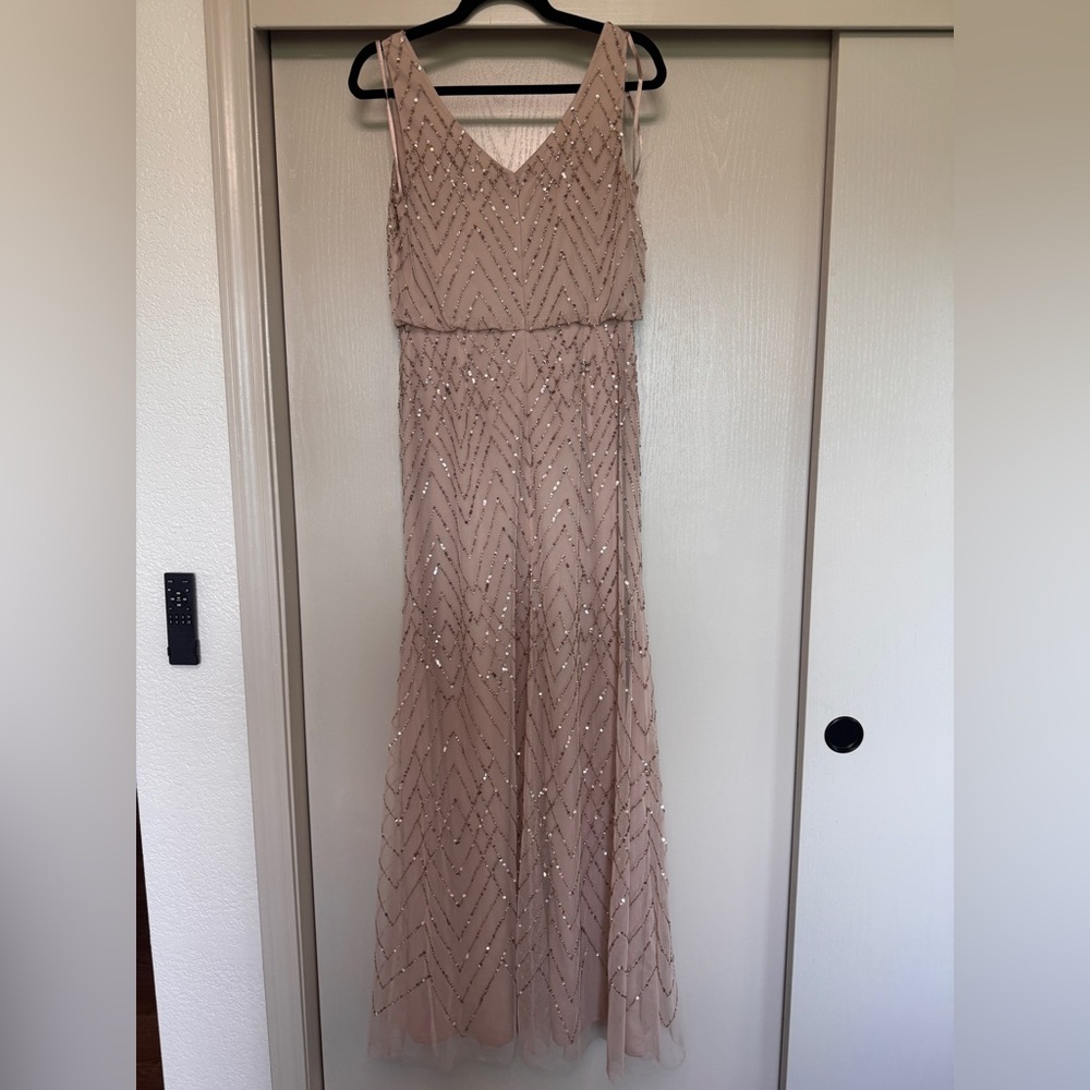 BHLDN Blush Pink Sequin V-Neck Prom Dress